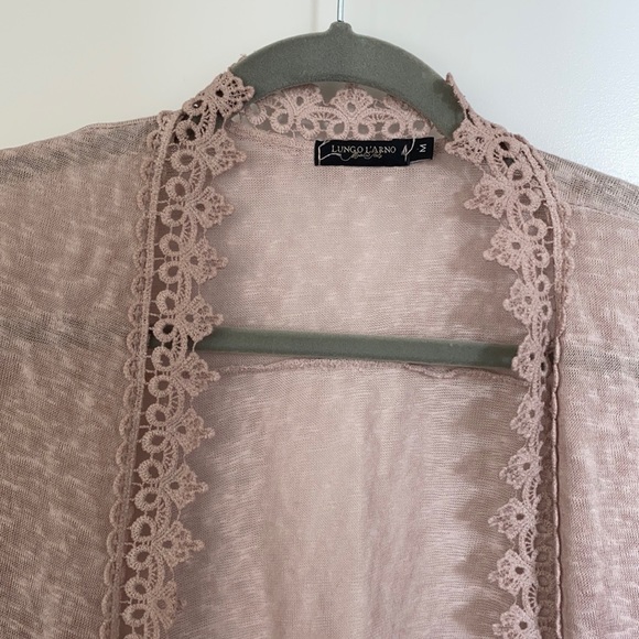 Sheer blush pink open front cardigan - Picture 3 of 5